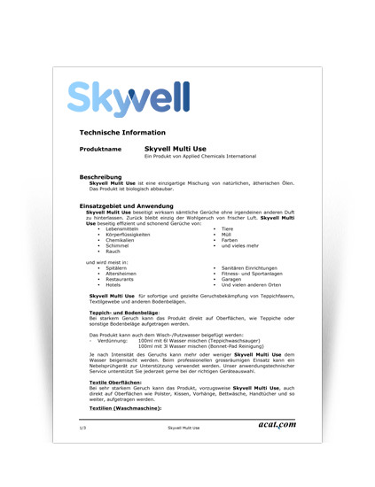 Technisches Datenblatt Skyvell Spray
